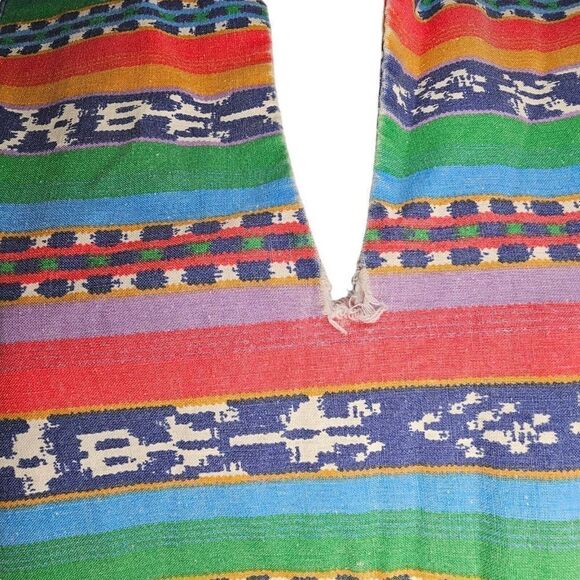 Vintage 60s Loungewear Muumuu Dress Womens XL Multi Southwestern Aztec Kaftan - Picture 4 of 12